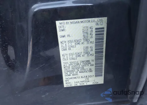 2012 Nissan Pathfinder Sv from USA, damaged, VIN 5N1AR1NB7CC628307